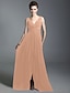 cheap Special Occasion Dresses-Ball Gown V Neck / Straps Floor Length Chiffon Dress with Beading / Criss Cross by TS Couture®