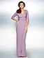 cheap Special Occasion Dresses-Sheath / Column Minimalist Elegant Formal Evening Wedding Party Dress V Neck Half Sleeve Floor Length Jersey with Criss Cross Ruched 2021