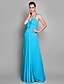 cheap Evening Dresses-Sheath / Column Spaghetti Strap Floor Length Chiffon Beautiful Back / Pastel Colors Prom / Formal Evening Dress 2020 with Beading / Side Draping / Ruched