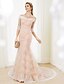cheap Wedding Dresses-Mermaid / Trumpet Wedding Dresses Off Shoulder Court Train Floral Lace 3/4 Length Sleeve Wedding Dress in Color Floral Lace See-Through with Buttons 2020 / Illusion Sleeve