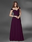 cheap Prom Dresses-A-Line Minimalist Dress Prom Floor Length Short Sleeve V Neck Chiffon with Sash / Ribbon Ruched 2022 / Formal Evening