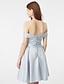 cheap Special Occasion Dresses-Ball Gown Minimalist Elegant Open Back Holiday Homecoming Cocktail Party Dress Off Shoulder Sleeveless Knee Length Satin with Sash / Ribbon