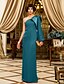 abordables Robes d&#039;Occasions Spéciales-Sheath / Column Elegant Dress Wedding Guest Floor Length Long Sleeve One Shoulder Chiffon with Draping 2022
