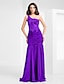 cheap Special Occasion Dresses-Mermaid / Trumpet One Shoulder Floor Length Chiffon / Tulle Dress with Beading / Appliques / Ruched by TS Couture®