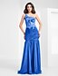 cheap Special Occasion Dresses-Mermaid / Trumpet One Shoulder Floor Length Chiffon / Tulle Dress with Beading / Appliques / Ruched by TS Couture®