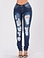 preiswerte Damenhosen-Damen Street Schick Alltag Skinny Jeans Hose - Solide Ripped Königsblau S M L / Sexy