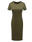 cheap Casual Dresses-Women&#039;s A Line Dress Midi Dress Black Gray Army Green Short Sleeve Solid Colored Summer Round Neck Skinny S M L XL / Cotton