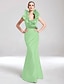 cheap Special Occasion Dresses-Mermaid / Trumpet Elegant Dress Party Wear Floor Length Sleeveless V Neck Taffeta with Ruffles 2022