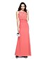 cheap Special Occasion Dresses-Sheath / Column Jewel Neck Floor Length Chiffon Sparkle &amp; Shine Formal Evening Dress with Beading / Ruched by TS Couture®