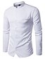 cheap Men&#039;s Shirts-Men&#039;s Daily Cotton Shirt - Solid Colored Standing Collar Black / Long Sleeve / Spring / Fall