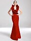 Χαμηλού Κόστους Φορέματα Ξεχωριστών Γεγονότων-Τρομπέτα / Γοργόνα Κομψό Φόρεμα Φόρεμα πάρτι Μακρύ Αμάνικο Λαιμόκοψη V Ταφτάς με Βολάν 2022