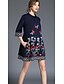 cheap Print Dresses-Women&#039;s Floral Daily / Holiday / Going out Street chic Mini A Line / Loose Dress - Floral Crew Neck Navy Blue L XL XXL