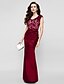 cheap Evening Dresses-Mermaid / Trumpet Color Block Formal Evening Dress Strapless Sleeveless Floor Length Lace Over Satin with Lace Side Draping 2020