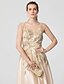 cheap Special Occasion Dresses-A-Line Sparkle Dress Wedding Guest Formal Evening Floor Length Short Sleeve Illusion Neck Tulle with Crystals Appliques 2024