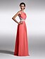 cheap Prom Dresses-Sheath / Column Beautiful Back Illusion Detail Prom Formal Evening Dress Scoop Neck Sleeveless Floor Length Chiffon with Beading Side Draping 2021