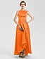 levne Večerní šaty-áčkové minimalistické šaty na ples asymetrické lodičkový výstřih bez rukávů, saténové véčko se záhyby