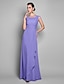 cheap Special Occasion Dresses-Sheath / Column Elegant Dress Wedding Guest Formal Evening Floor Length Sleeveless Jewel Neck Chiffon with Draping Lace Insert 2023