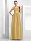 preiswerte Abendkleider-A-Linie Elegant Formeller Abend Kleid Illusionsausschnitt Ärmellos Boden-Länge Chiffon Tüll mit Applikationen 2021