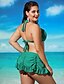 cheap Bikinis-Women&#039;s Plus Size Halter Neck Black Watermelon Green Bandeau Skirt Bikini Swimwear Swimsuit - Solid Colored Ruffle M L XL Black