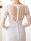 cheap Wedding Dresses-Engagement Open Back Fall Formal Wedding Dresses Mermaid / Trumpet Illusion Neck Long Sleeve Court Train Chiffon Bridal Gowns With Sash / Ribbon Appliques 2023 Summer Wedding Party, Women‘s Clothing