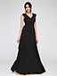 cheap Prom Dresses-A-Line Elegant Dress Prom Floor Length Sleeveless V Neck Chiffon with Ruched Tier 2023