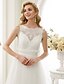 cheap Wedding Dresses-Wedding Dresses Sweep / Brush Train A-Line Sleeveless Illusion Neck Lace With Sash / Ribbon Buttons 2023 Winter Bridal Gowns