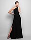 cheap Special Occasion Dresses-Sheath / Column Open Back Dress Formal Evening Military Ball Floor Length Sleeveless One Shoulder Chiffon with Side Draping 2023