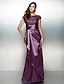preiswerte Abendkleider-Etui-/Säulen-elegantes Kleid für Feiertage, Cocktailparty, knöchellang, kurze Ärmel, U-Ausschnitt, Charmeuse mit kaskadierenden Spitzenrüschen 2023