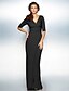 cheap Special Occasion Dresses-Sheath / Column Minimalist Elegant Formal Evening Wedding Party Dress V Neck Half Sleeve Floor Length Jersey with Criss Cross Ruched 2021