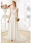 cheap Wedding Dresses-Beach Open Back Wedding Dresses Court Train A-Line Regular Straps V Neck Chiffon With Beading Appliques 2023 Winter Bridal Gowns