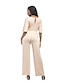 voordelige Dames jumpsuits &amp; rompers-Dames Grote maten Dagelijks Strakke ronde hals Zwart Paars Rood Jumpsuit Onesie, Effen Strik L XL XXL Katoen Halve mouw Lente Herfst