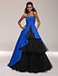 billiga Special Occasion Dresses-Ball Gown Celebrity Style Inspired by Venice Film Festival Open Back Quinceanera Formal Evening Dress Strapless Straight Neckline Sleeveless Floor Length Satin Tulle with Side Draping 2021