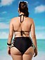 cheap Women&#039;s Swimwear &amp; Bikinis-Women&#039;s Swimwear Bikini Swimsuit Solid Colored Black Halter Neck Bathing Suits Solid Cutouts