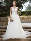 cheap Wedding Dresses-Ball Gown Sweetheart Neckline Sweep / Brush Train Lace / Tulle Made-To-Measure Wedding Dresses with Beading / Draping / Lace by LAN TING BRIDE® / Open Back