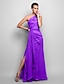 halpa Juhlamekot-Sheath / Column Open Back Dress Formal Evening Military Ball Floor Length Sleeveless One Shoulder Chiffon with Side Draping 2023