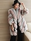 cheap Women&#039;s Furs &amp; Leathers-Women&#039;s Fall / Winter Plus Size Long Fur Coat, Color Block Black &amp; White Round Neck Long Sleeve Faux Fur Blushing Pink / Wine / Green