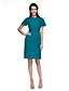 cheap Special Occasion Dresses-Sheath / Column Jewel Neck Knee Length Satin Dress with Pleats by TS Couture®