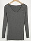 preiswerte Damen Pullover-Damen Standard Pullover-Lässig/Alltäglich Einfach Solide V-Ausschnitt Langarm Baumwolle Frühling Herbst Mittel Mikro-elastisch