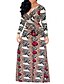 preiswerte Damenkleider-Damen Swing Kleid - Druck Maxi V-Ausschnitt Hohe Hüfthöhe