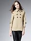 preiswerte Damen Trenchcoats-Damen Solide Einfach Freizeit Alltag Kurz Trench Coat, Hemdkragen Herbst Polyester