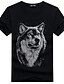 abordables T-shirt 3D homme-Homme T shirt Tee Animal Col Rond Blanche Noir Bleu Gris Manches courtes Sortie Imprimer Mince Hauts Lin Actif / Eté / Eté