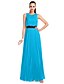 זול Jurken voor speciale gelegenheden-A-Line Minimalist Elegant Prom Formal Evening Wedding Party Dress Jewel Neck Sleeveless Floor Length Chiffon with Pleats Crystals 2021