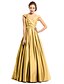 cheap Prom Dresses-A-Line Elegant Wedding Guest Prom Dress V Neck Sleeveless Floor Length Satin with Criss Cross Crystals 2021