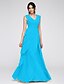 cheap Prom Dresses-A-Line Elegant Dress Prom Floor Length Sleeveless V Neck Chiffon with Ruched Tier 2023