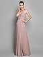 cheap Evening Dresses-Sheath / Column Spaghetti Strap Floor Length Chiffon Beautiful Back / Pastel Colors Prom / Formal Evening Dress 2020 with Beading / Side Draping / Ruched