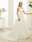 cheap Wedding Dresses-A-Line Sweetheart Court Train Lace Custom Wedding Dresses with Beading Sash / Ribbon by LAN TING BRIDE®