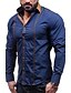 cheap Men&#039;s Casual Shirts-Men&#039;s Shirt Solid Colored Spread Collar White Black Navy Blue Long Sleeve Plus Size Party Weekend Basic Slim Tops Streetwear / Spring / Fall