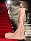 cheap Evening Dresses-Mermaid / Trumpet Celebrity Style Beautiful Back Holiday Cocktail Party Formal Evening Dress One Shoulder Sleeveless Sweep / Brush Train Jersey with Criss Cross Beading Side Draping 2020