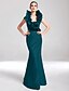 tanie Sukienki na specjalne okazje-Mermaid / Trumpet Elegant Dress Party Wear Floor Length Sleeveless V Neck Taffeta with Ruffles 2022