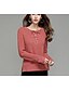 preiswerte Damen Pullover-Damen Alltag Solide Langarm Standard Pullover, V-Ausschnitt Herbst Rote / Kamel / Wein L / XL / XXL / Mit Schleife